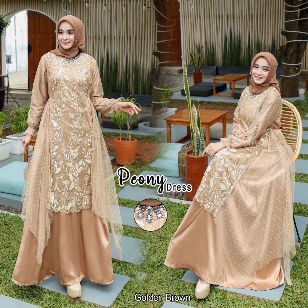 Gamis Syari PEONY maxi lebaran UMROH Muslim JUMBO-4