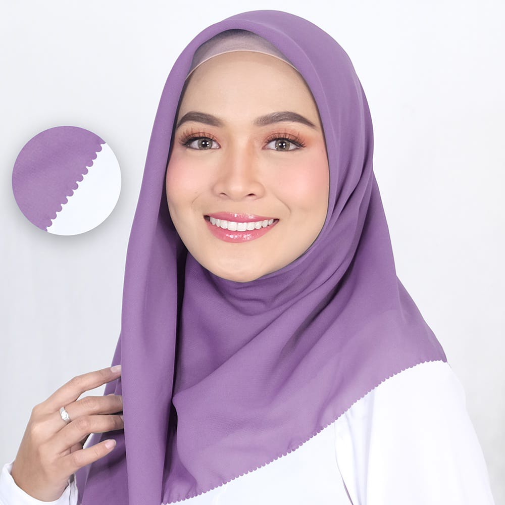 Hijab Bella Square Laser cut / Kerudung Segiempat Voal Superfine Polly Cotton Ultimate / Plain Basic / Jilbab Segi Empat  Lasercut Lc Cod Terbaru-VIOLET