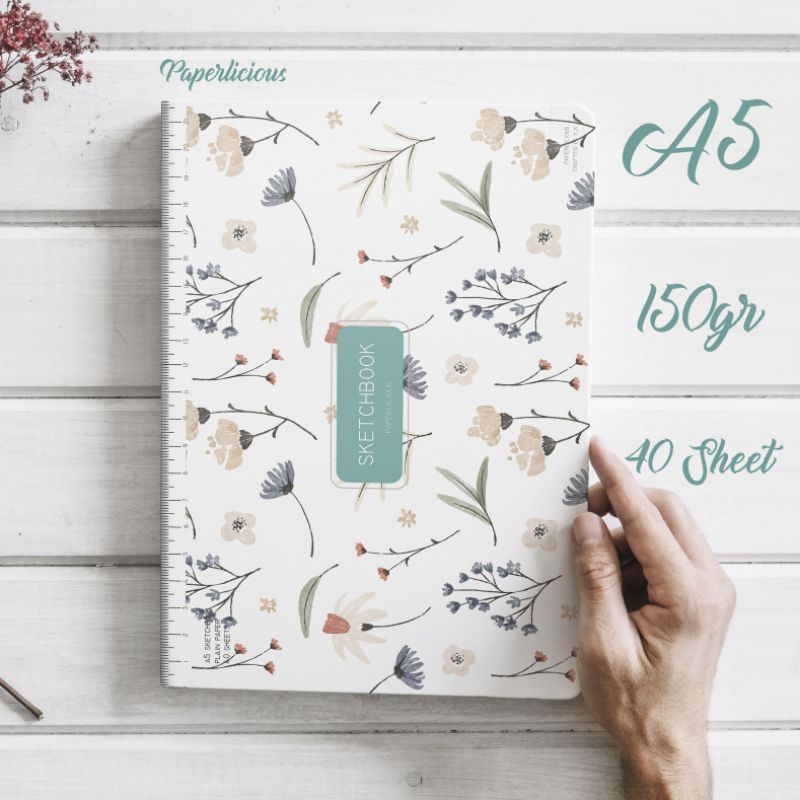 

[BEST SELLER] Buku sketsa / Sketchbook A5 spiral 80 halaman 150gsm "Floral Edition #1