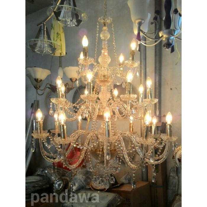 Lampu gantung masjid lampu kristal lilin lampu gantung chandelier 24 (3 susun)