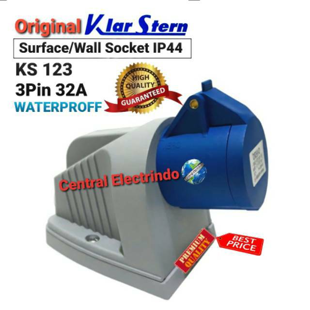 Surface Mounting Wall Socket 3Pin 32A (KS 123) KlarStern High Quality.