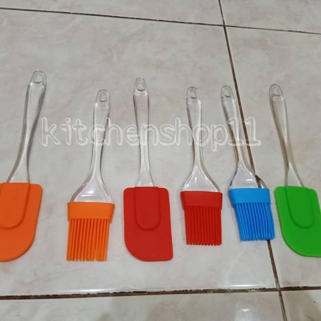 1 set Kuas kue spatula silikon / set kuas spatula silicon / paket spatula kuas silikon ukuran besar