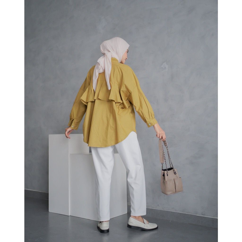 CUCI GUDANG!! Ruffle Back Shirt Oversize / Tiny shirt / Blouse Duma / Wita Blouse