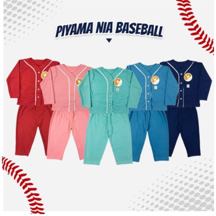 PIYAMA BAYI NIA PREMIUM BASEBALL//BAJU TIDUR BAYI LAKI-LAKI//PIYAMA BAYI MURAH LUCU