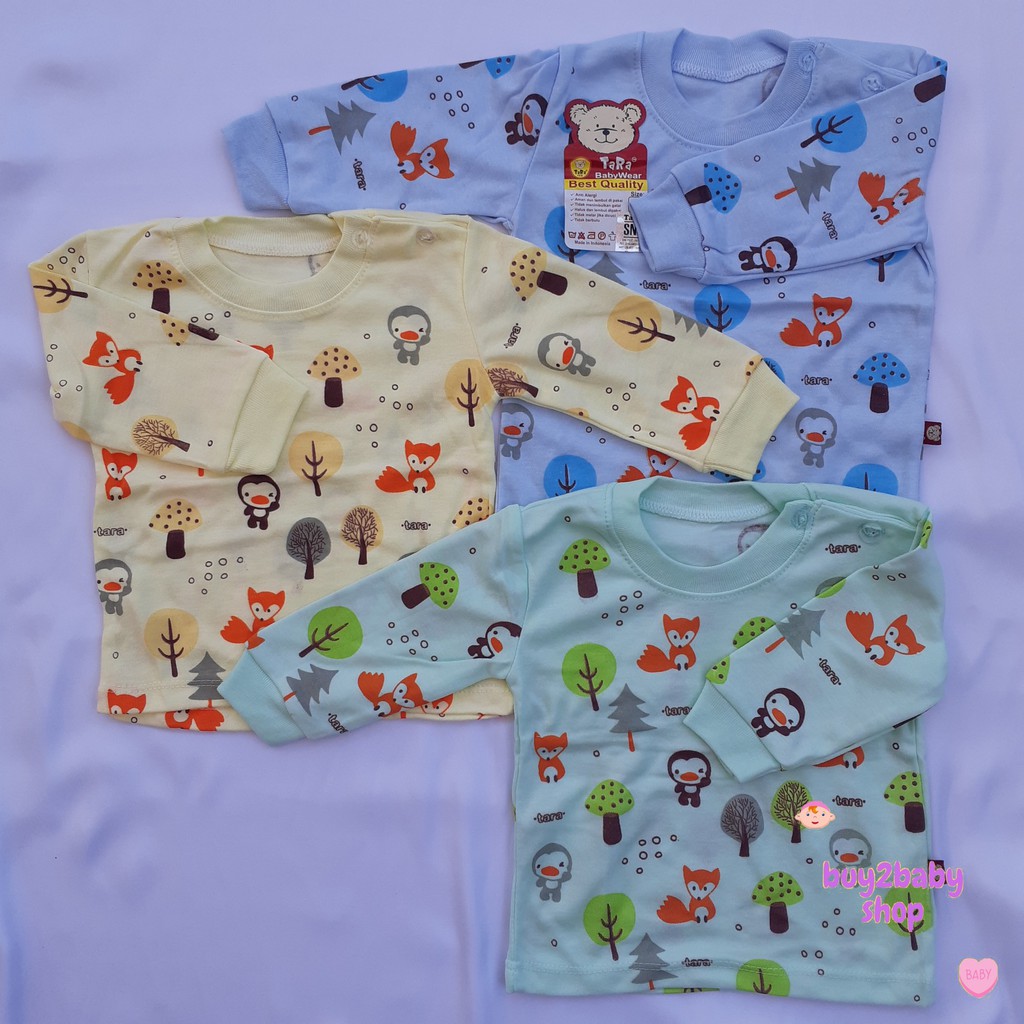 Kaos oblong bayi lengan panjang Tara Baby Size S, M, L Isi 1 PCS