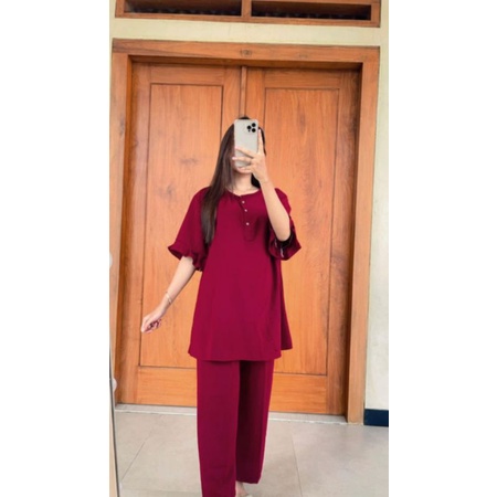 JUMBO ONE SET CRINGKLE TERBARU SETELAN WANITA KEKINIAN OOTD STYLE MODERN MASAKINI