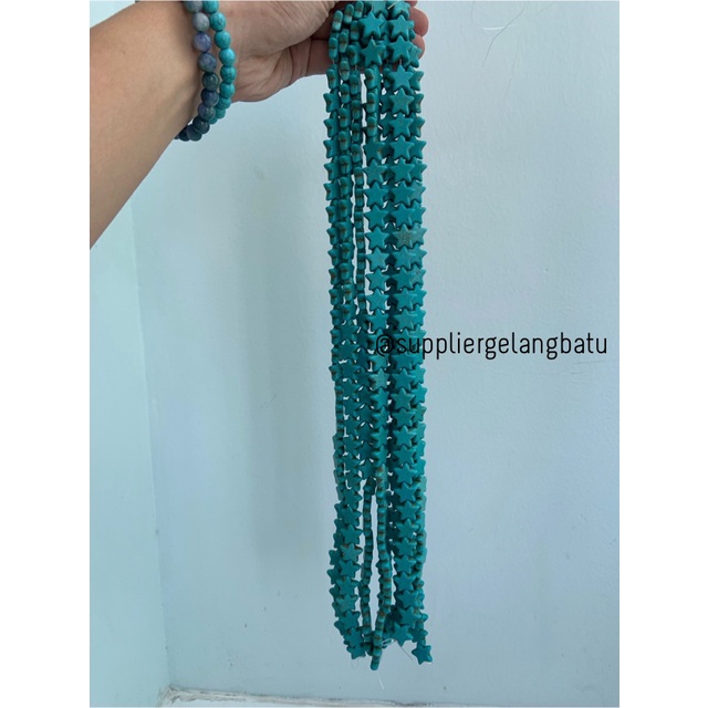 bongkah rough Batu PIRUS BIRU BINTANG 16mm bahan bandul gelang kalung