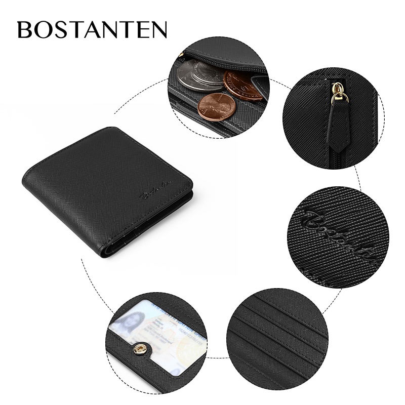 Bostanten Dompet Lipat untuk Wanita Dompet Pendek dengan Pemegang Kartu Gesper Magnetik Dompet untuk Wanita