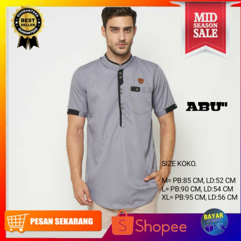 baju koki kurta pria/baju  musli lengan pendek model koko