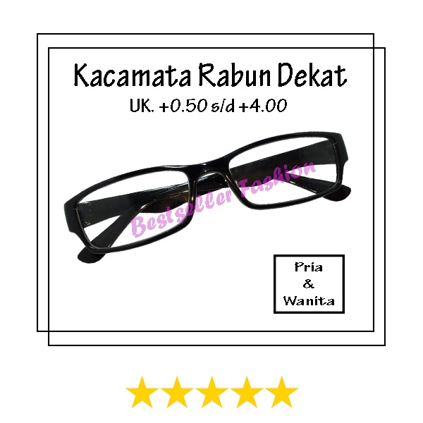 KACAMATA BACA FULL PLUS (+) +0.50 S/D +4.00 BINGKAI FULLRIM HITAM PERSEGI PANJANG KACA MATA RABUN DEKAT UNISEX FREE BOX