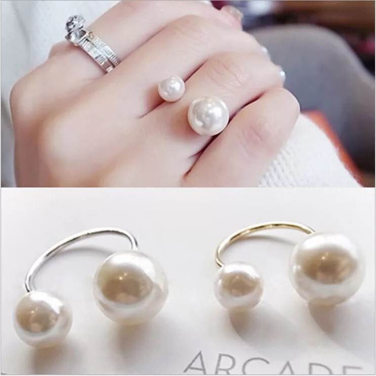 Cincin Ring Adjustable Hias Mutiara Imitasi Untuk Wanita Adjustable Finger Ring Cincin Aksesoris