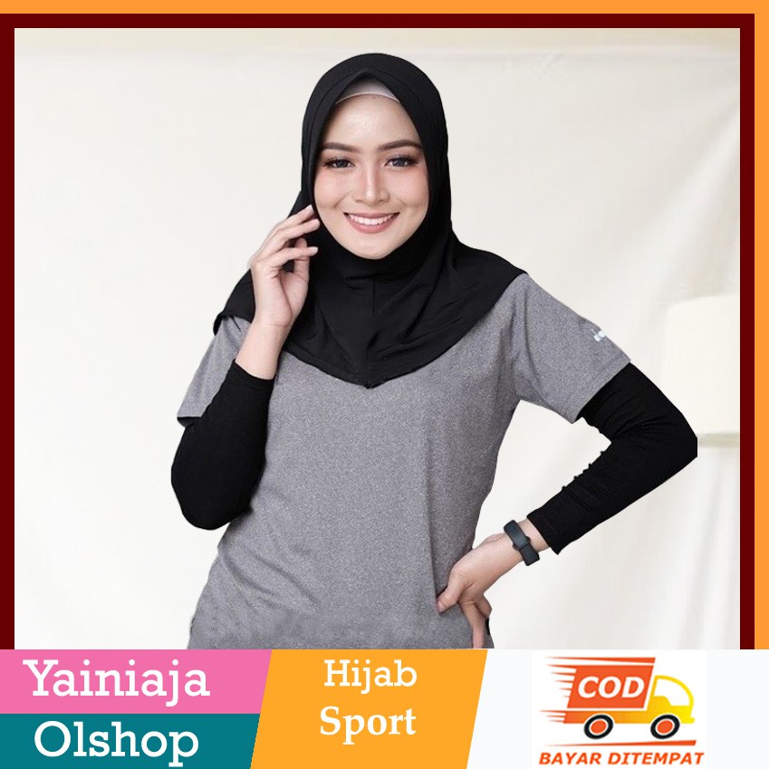 Hijab Bergo Jilbab Kerudung volly Sport Olahraga / hijab instan sehari-hari bahan Jersey