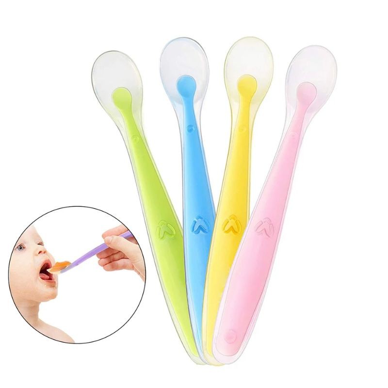 Sendok Makan Bayi Baby Safety Spoon Silikon Sensor Panas Lentur Feeding Aman