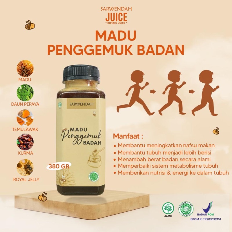 [ KURMA ] MADU KURMA PENGGEMUK  BY SARWENDAH JUICE HALAL BPOM / MADU PENAMBAH NAFSU MAKAN