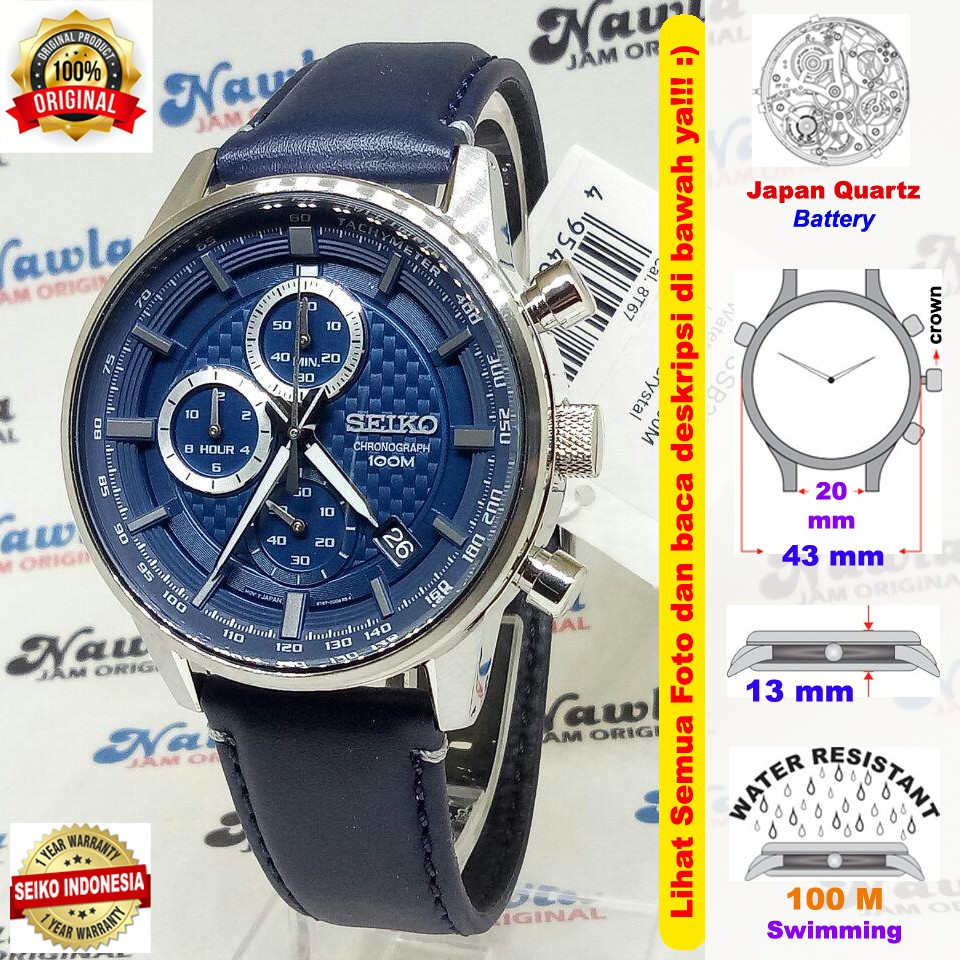 Seiko Quartz SSB333P1 Chronograph Blue Dial - Jam Tangan Pria SSB333