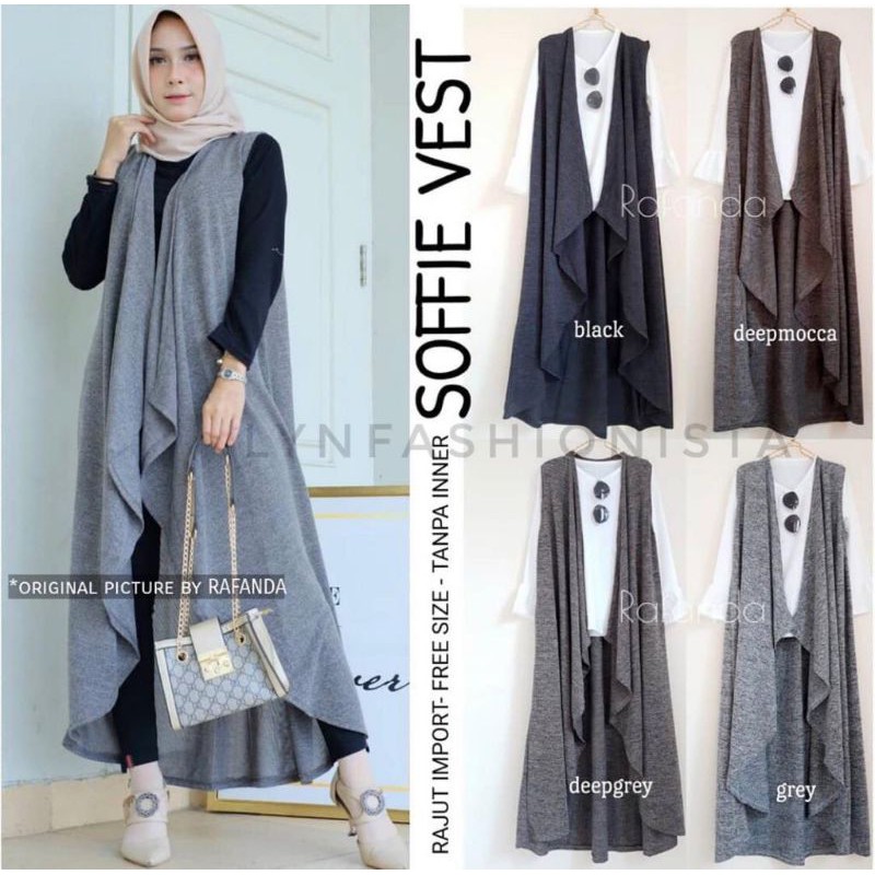 LYNFASHIONISTA-OUTER WANITA MUSLIMAH RAJUT PREMIUM MODEL LAYER PREMIUM/SOFFIE