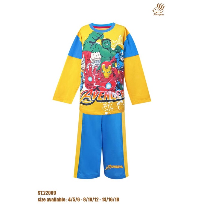Piyama PP Avengers Hulk Ironman Thor Captain America Lengan Panjang - Celana Panjang Anak Cowok Porc