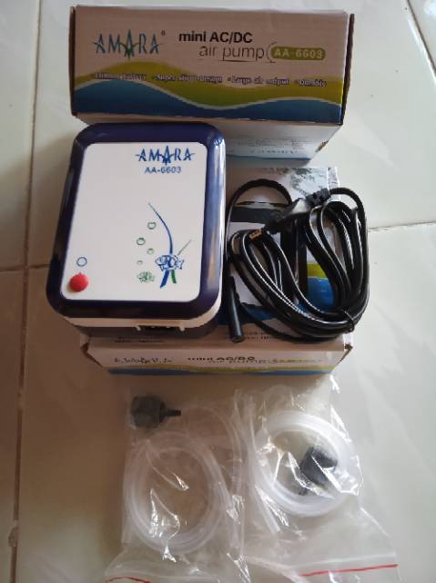 Mesin Aerator AMARA ACDC AA 6603 Airpump 2 Lubang Gelembung Otomatis Aquarium Aquascape