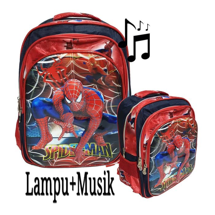 Sd Tas Sekolah 1-3-5 Kelas 6-12 Tahun Anak Laki-Laki Berusia Promo Lampu + Musik Sd Spiderman 5D T