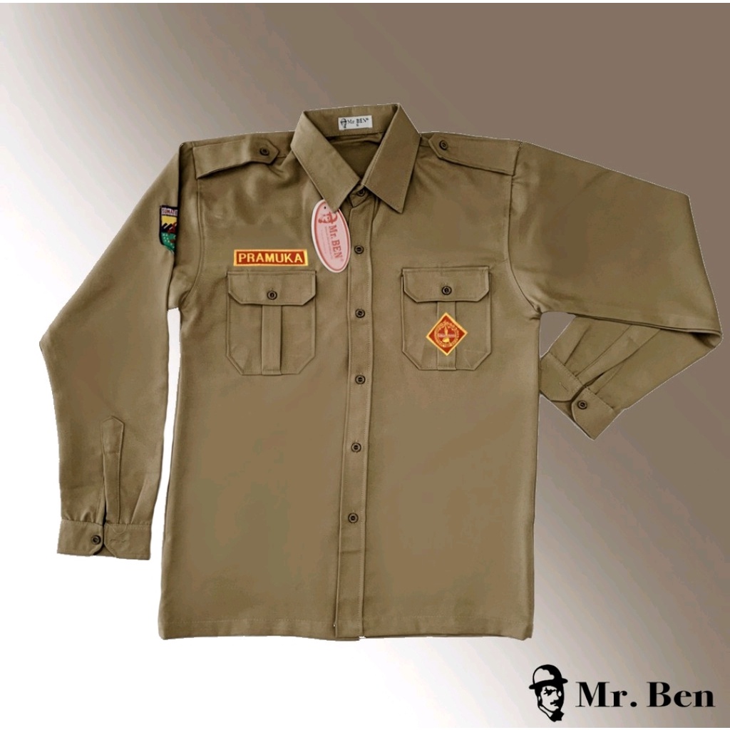 MR.BEN Seragam Sekolah Baju Kemeja SD Pramuka Rapilo SNI Lengan Panjang Laki Laki