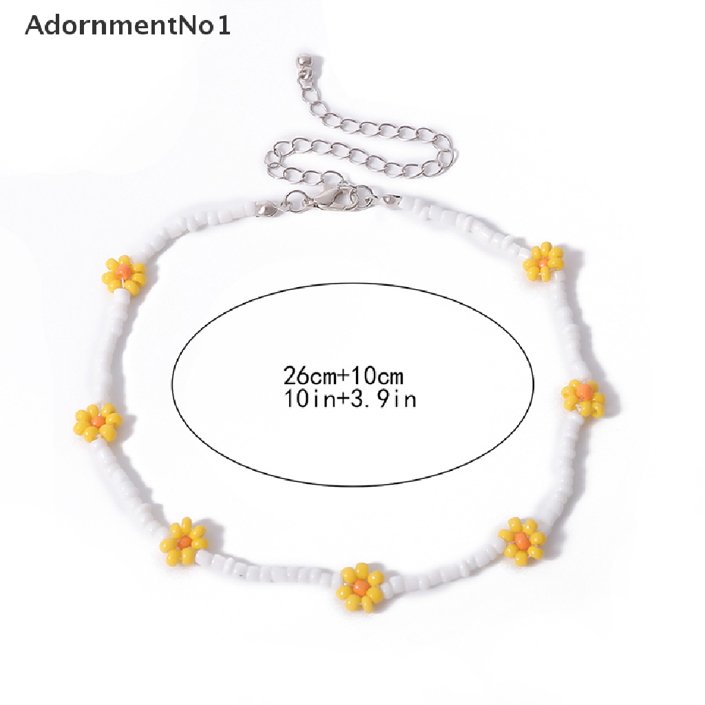 (AdornmentNo1) Kalung Choker Handmade Gaya Bohemia Motif Bunga Aster Aksen Manik-Manik Untuk Perhiasan Wanita