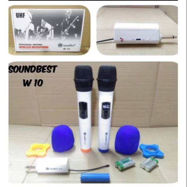 Microphone wireless soundbest W-10 W 10 mic wireless UHF.mini recever charger.murah berkualitas bagus.