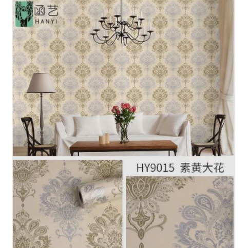 DEOS WALLPAPER STICKER DINDING MOTIF BATIK SILVER GOLD