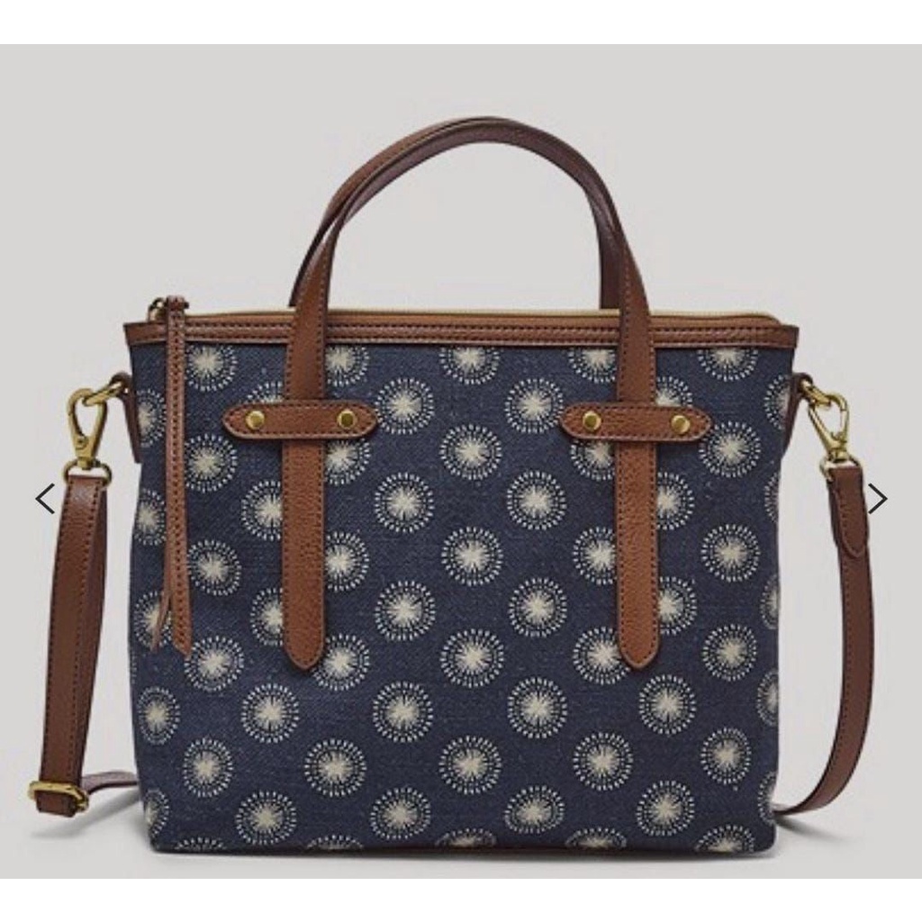 Tas FossilOriginal Felicity Satchel Bag Blue White New Original