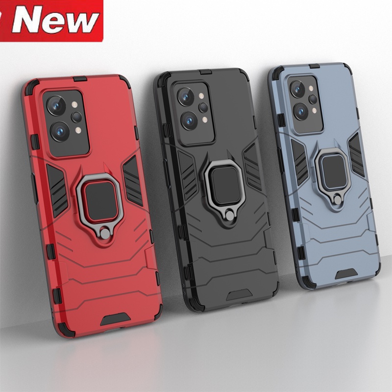 Casing Armor Shockproof + Stand Holder Magnetik Untuk Realme GT Neo 2 GT2 Pro GT Master