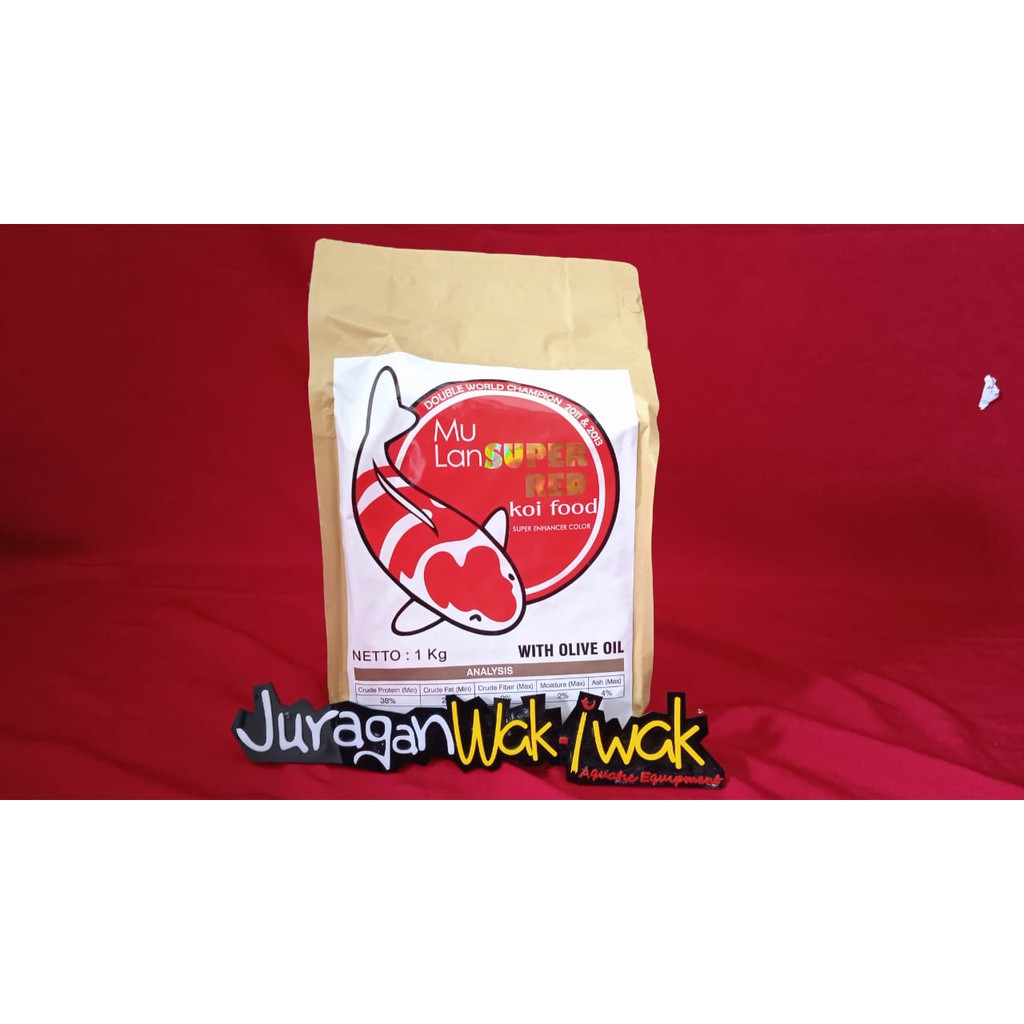 1Kg MuLan Super Red Koi Food. Size Medium, Floating, Enhancer Color