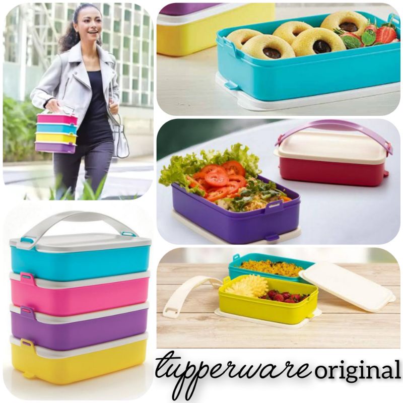 Tupperware Kotak Makan Rantang Besar Wadah Bekal Nasi Ikan Daging Ayam Sayur Buah Salad