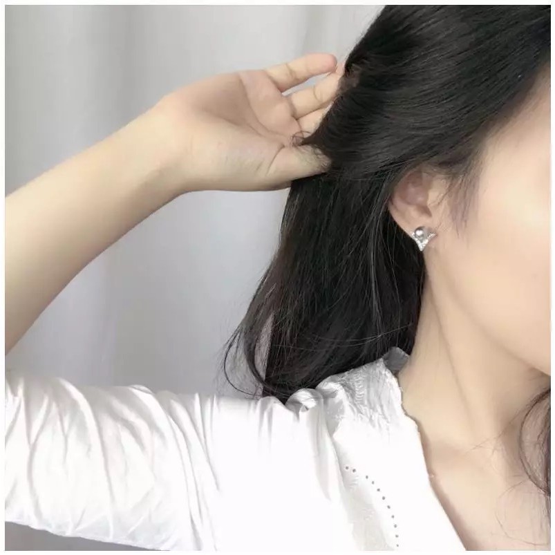 MORYMOSHI A54 Anting Tusuk Wanita Mutiara Segitiga Diamond Fashion Korea Aksesoris Murah