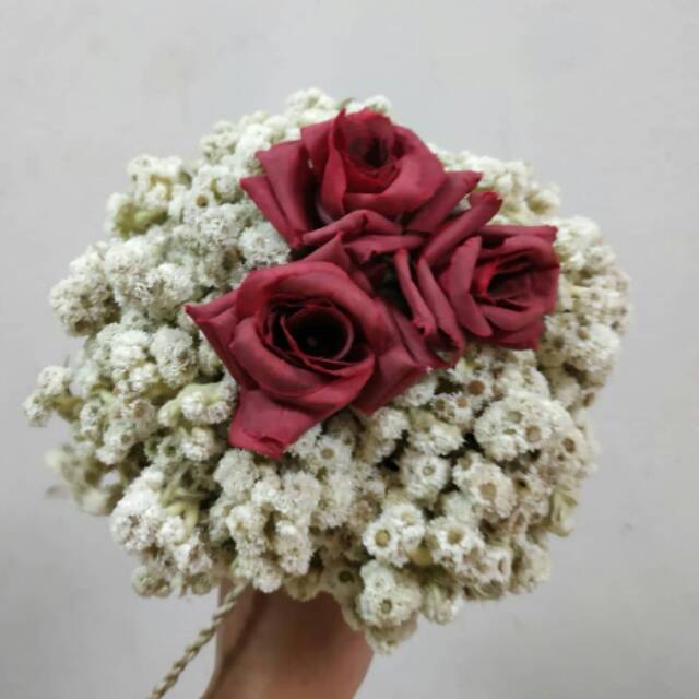 Hand buket bunga edelweis / buket bunga mawar / buket bunga kering / rustic wedding flower