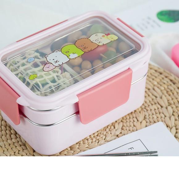 ♟ Kotak makan ANAK Lunch Box Tempat makan 2 tingkat 304 STAINLESS ▼