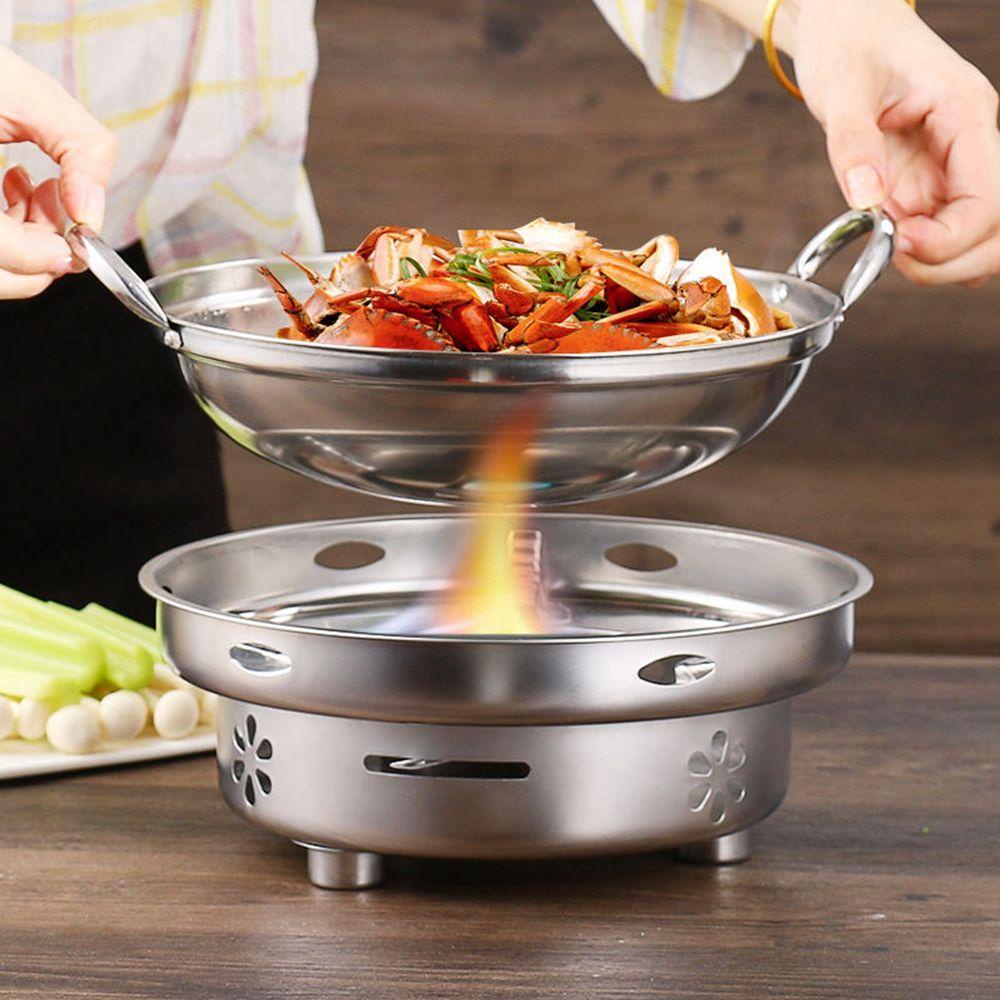 QUINTON Hot Pot Pemanas Alkohol Stainless Steel Rumah Tangga Backpacking Wisata Perjalanan Luar Ruangan Pesta Camping Spirit Cooker