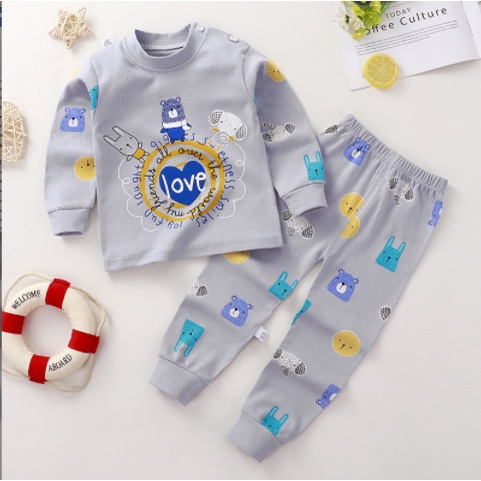 Setelan Piyama Lengan Panjang Anak / Baju Tidur Anak Import / COD