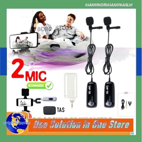 Microphone Mic Clip On Wireless Jepit Imam Masjid UHF PRANK VLOG Untuk Smartphone HP Youtuber Camera