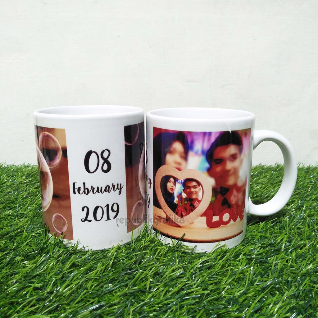 MUG FOTO GELAS CUSTOM SOUVENIR KADO HADIAH UNIK MURAH BERKUALITAS