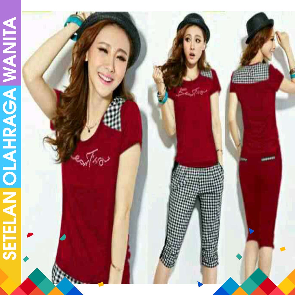 Setelan Baju Senam Olahraga NY Pink Navy Baju Senam Aerobik Zumba Fitness Gym Running Sepedaan Set