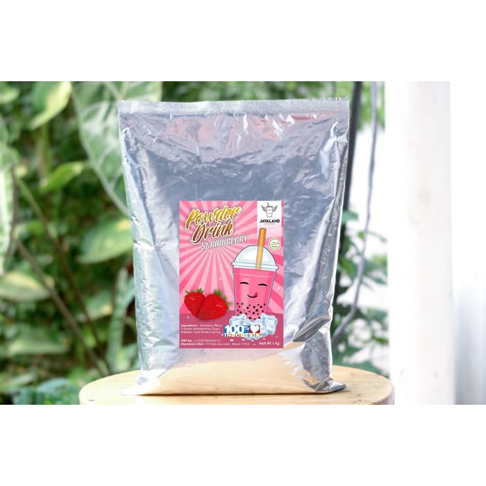 Javaland Bubuk Minuman Rasa Strawberry 1Kg - Regular Plain | Bubble Powder Drink Boba