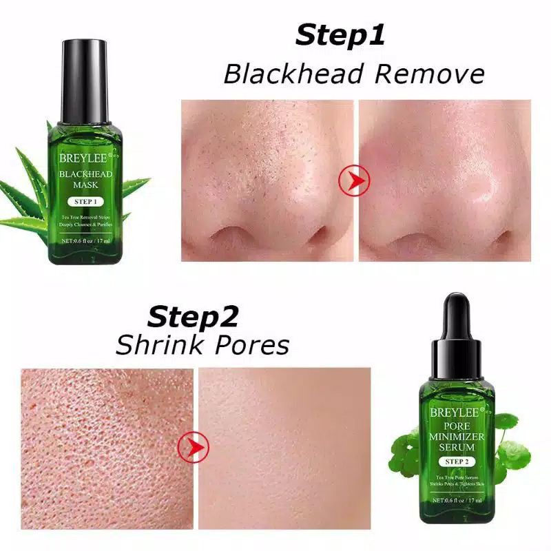 Breylee Pengangkat Komedo Breylee Step 1 Blackhead Masker Breylee Step 2 Pore Minimizer Serum 17 Ml ORIGINAL