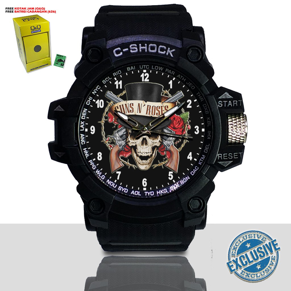 (EXCLUSIVE ) JAM TANGAN GUNS N' ROSES WATER RESIST FREE BOX DAN BATREI - NO.5