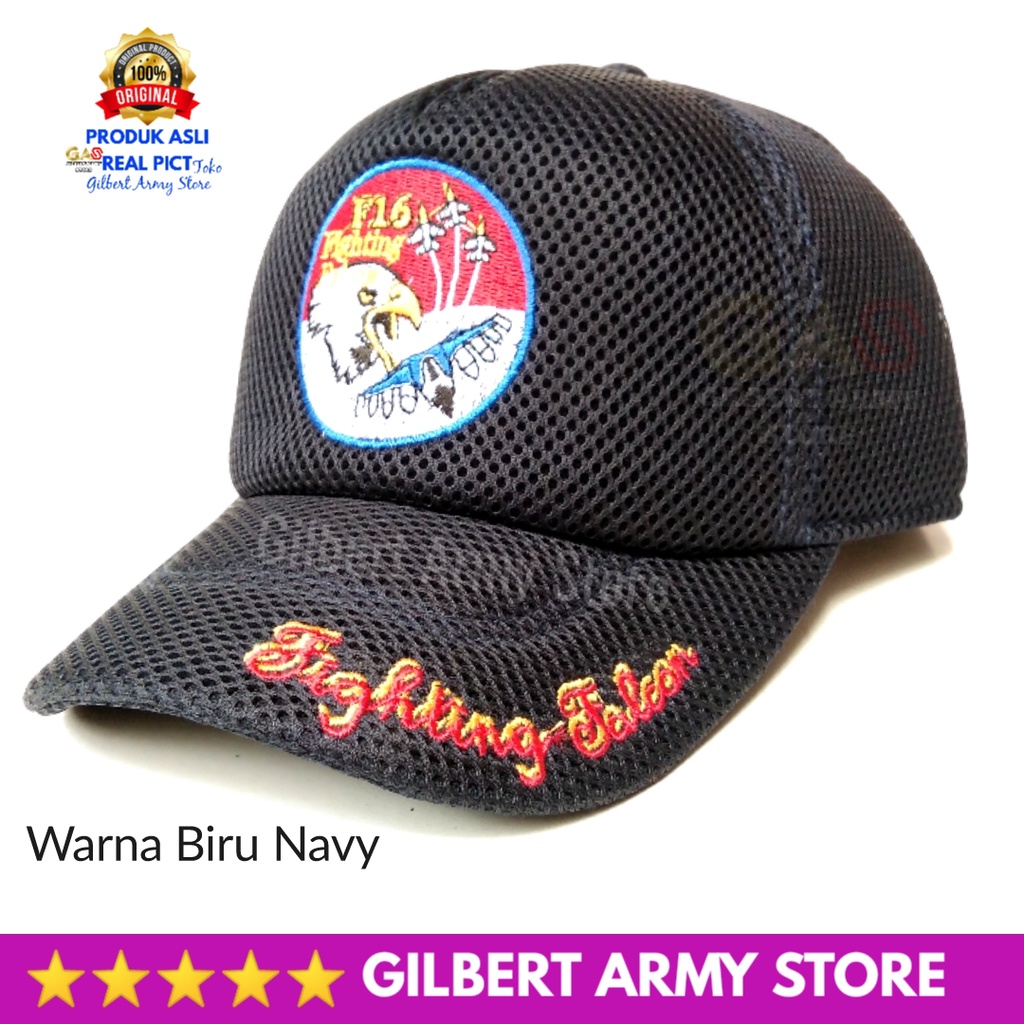 GILBERT ARMY STORE-Topi F16 Sukhoi   Bahan Jaring Biru Navy Grosir Murah Gilbert Army store Topi