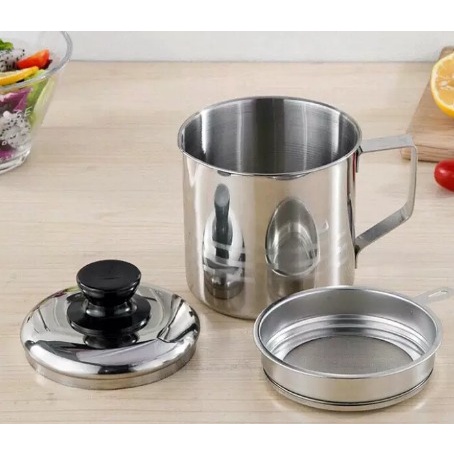 Oil Pot Polos 1.2L - Saringan Minyak Wadah Minyak Goreng/Tempat Minyak Goreng  [import]