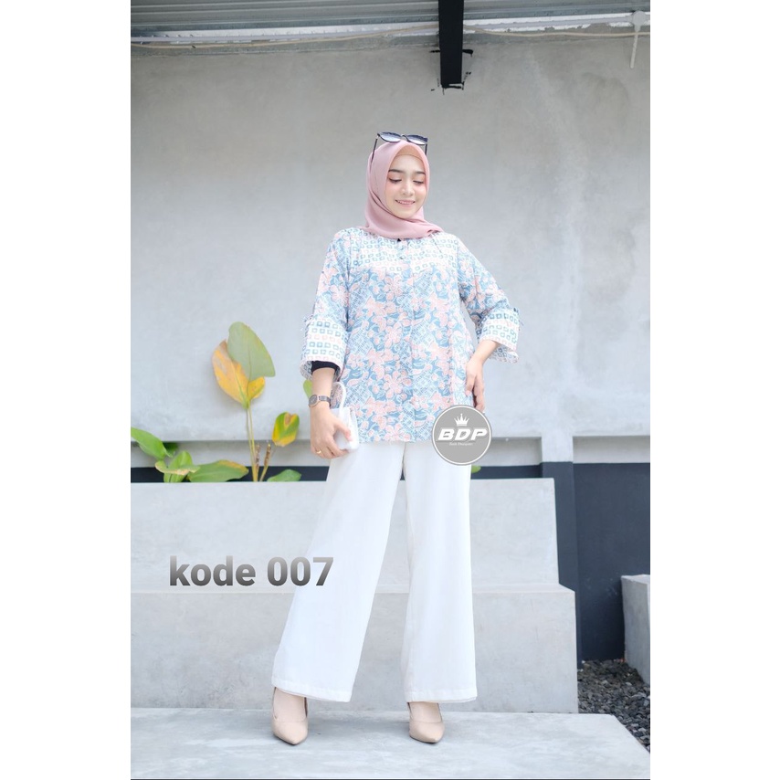 tey-17 Batik wanita ASJ SA HRB026 Kenongo Kemeja Tosca Pendek-5