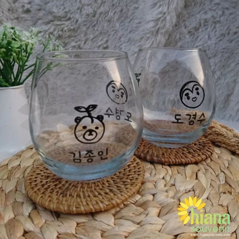 GELAS TUSCANY / GELAS WINE /GELAS KACA / GELAS MOTIF TELUR CETAK SABLON