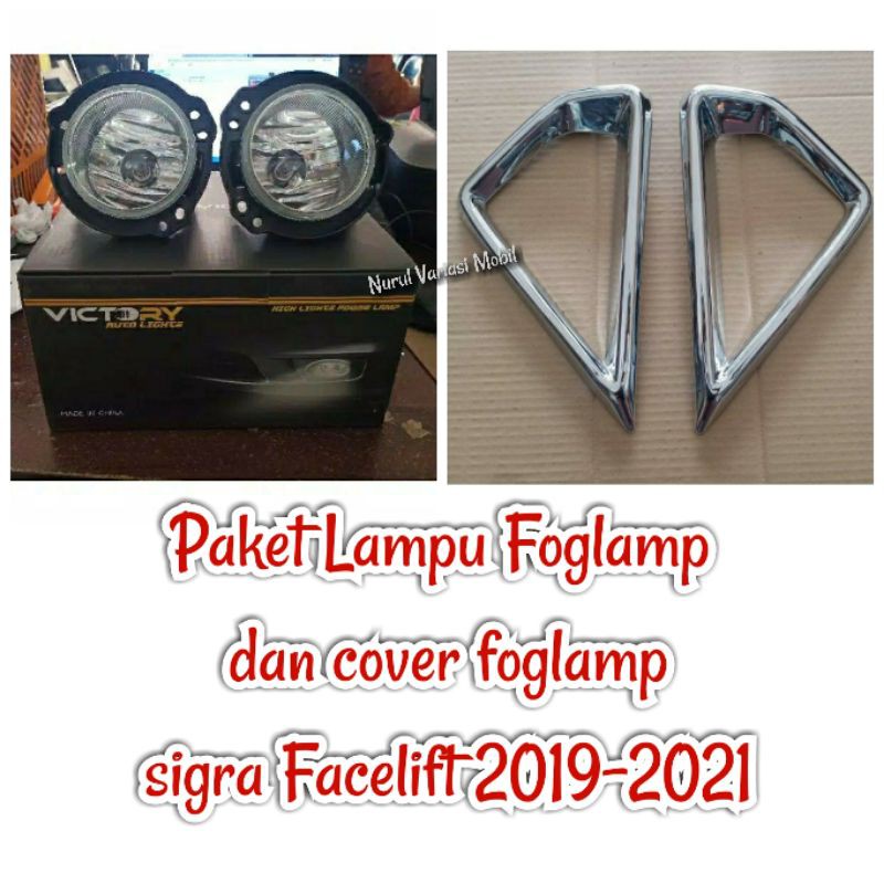 Paket Foglamp Mobil SIGRA 2019-2020 (facelift) Lengkap dengan cover foglamp chrome