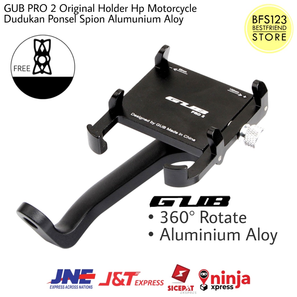 GUB PRO 2 Original Holder Hp Motorcycle Dudukan Ponsel Spion Alumunium Aloy