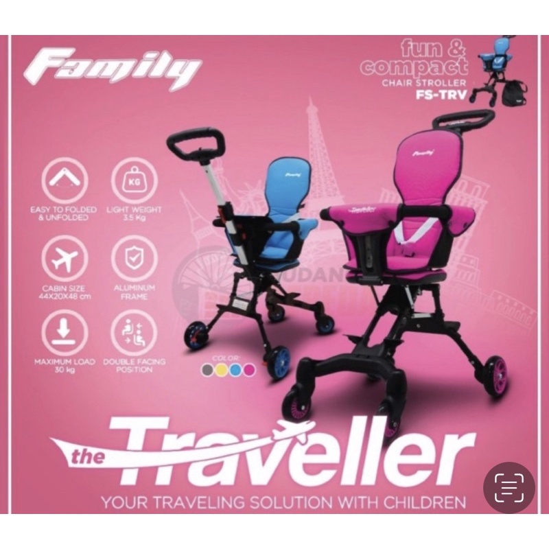 Stroller Anak Kereta Dorong Balita Family The Traveller FS-TRV Garansi kredit Cicilan COD SNI Stroler-Red