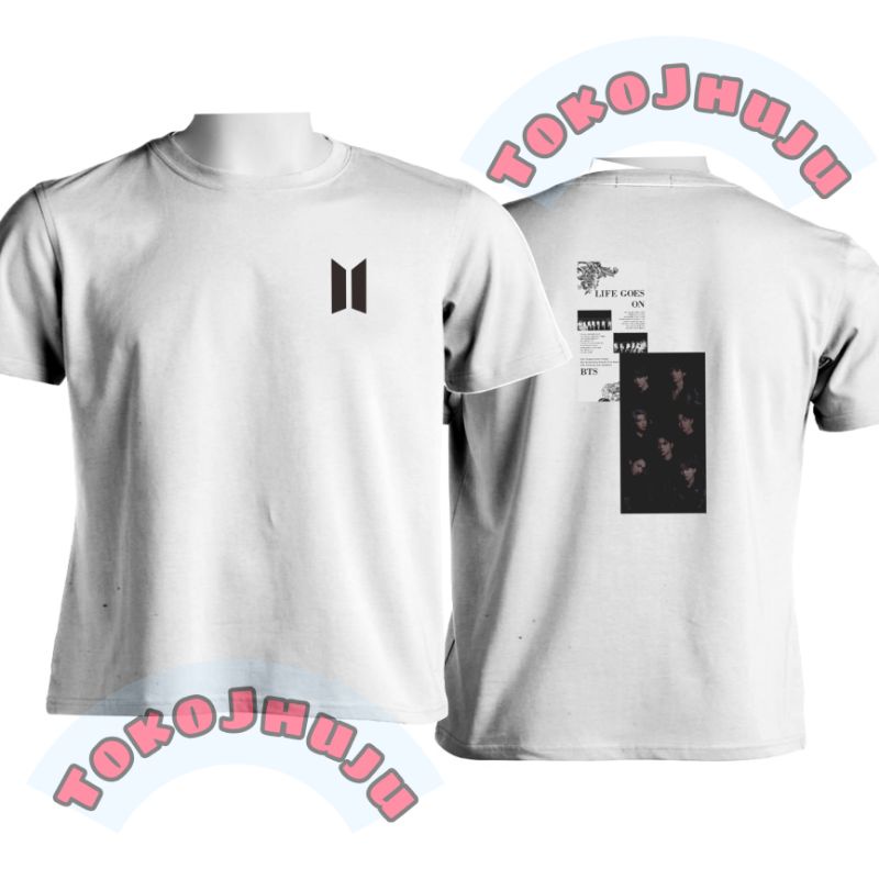 Baju Kaos BTS Life Goes On Foto belakang + logo kiri